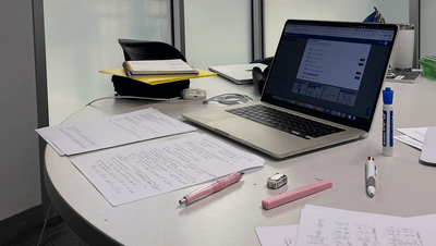 homework spread out in a study room